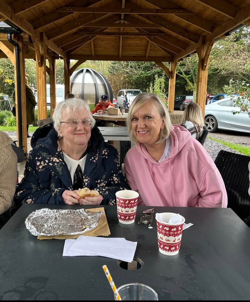 Lisa and Violet enjoying a café visit together