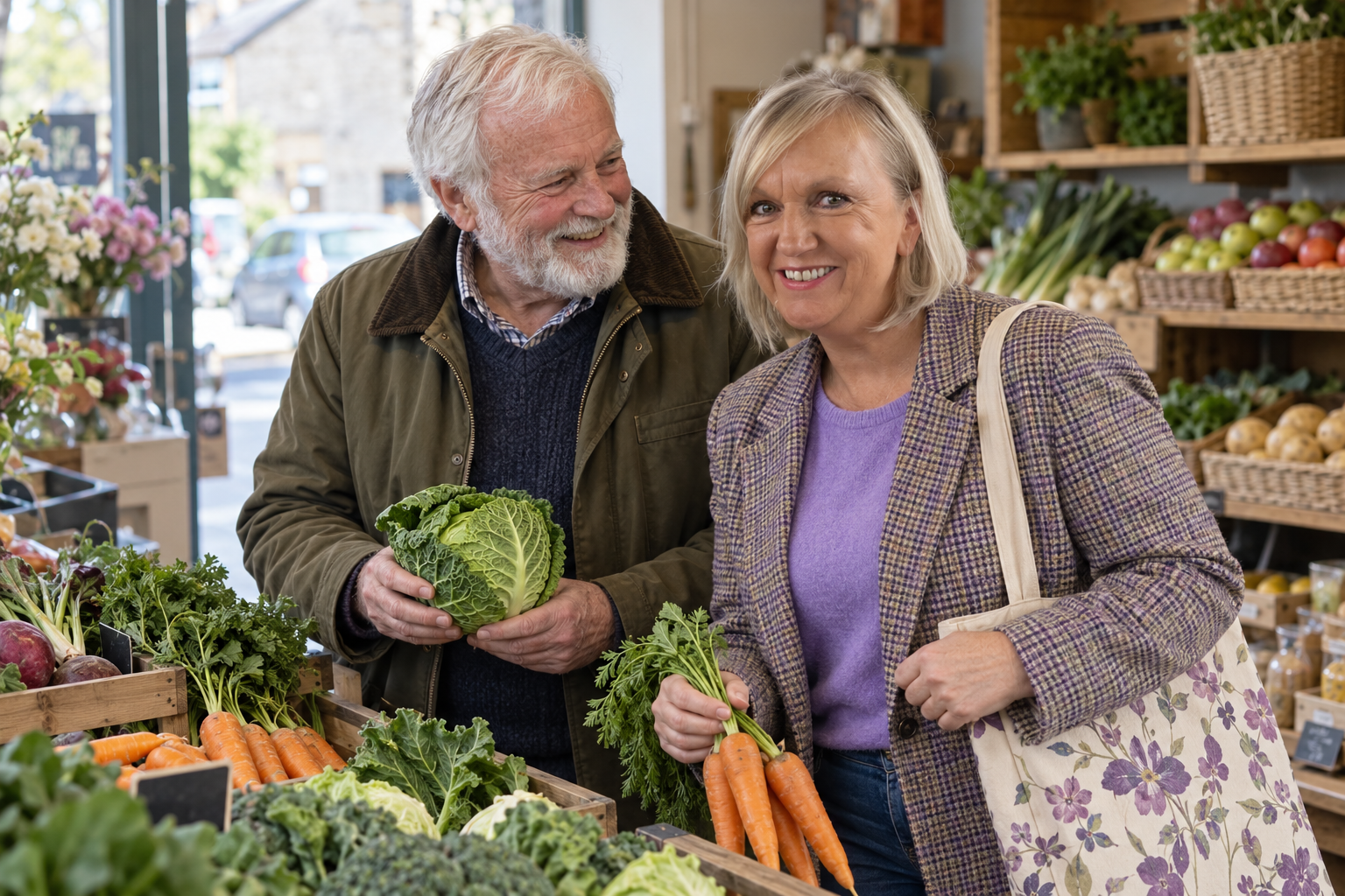 Lisa accompanying an older gentleman on a shopping trip