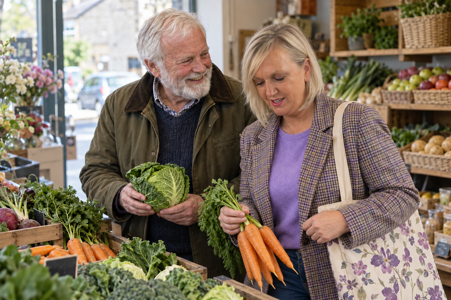 Lisa accompanying an older gentleman on a shopping trip